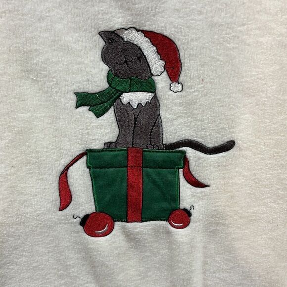 Bobbie Brooks white fleece cat sweater - Picture 2 of 4